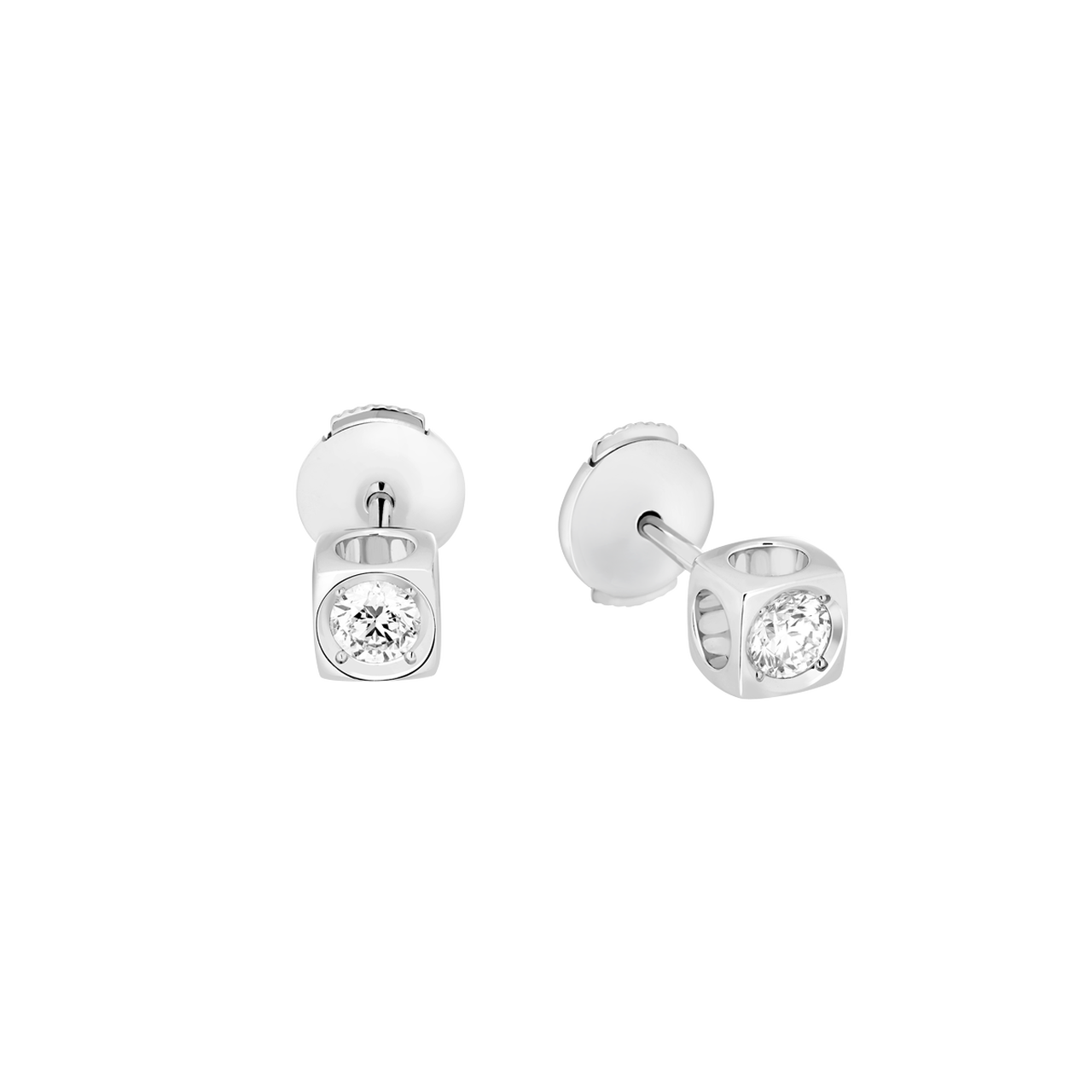 Le Cube Diamant Large White Gold and Diamond Stud Earrings Dinh Van 808322